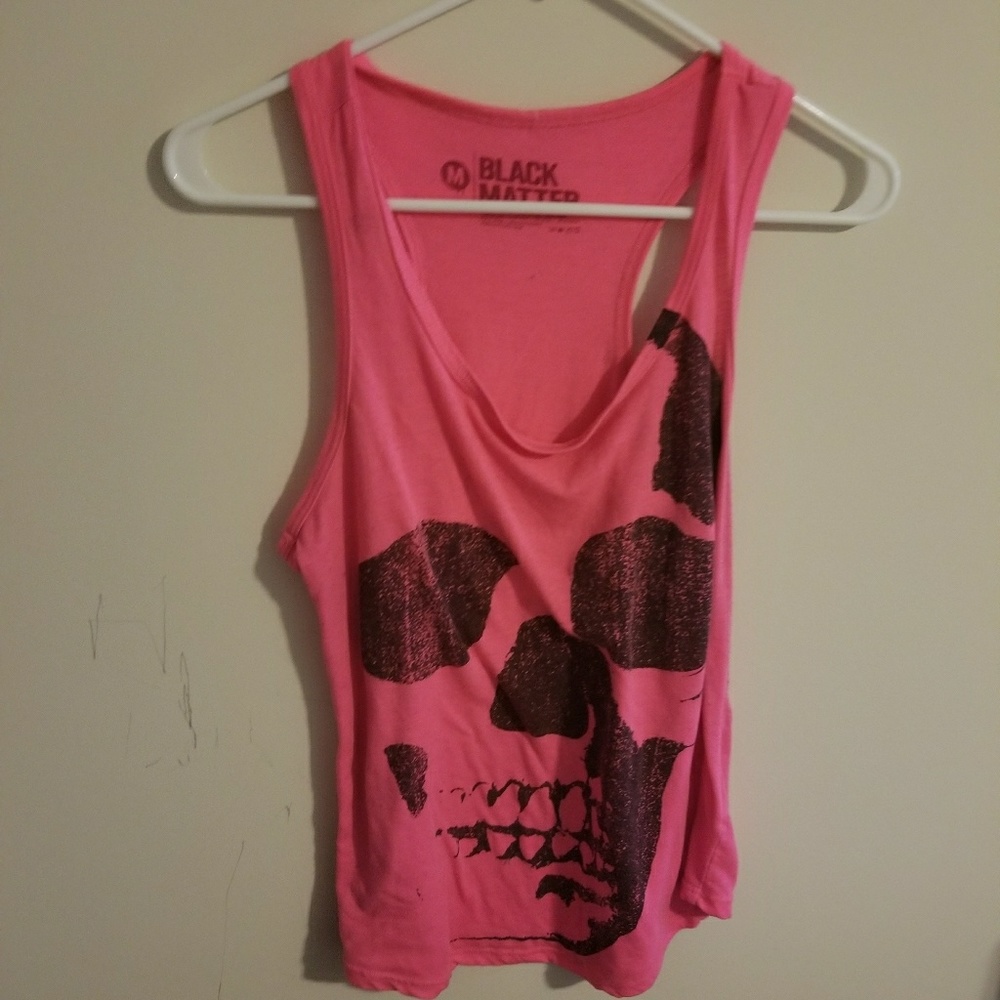 Pink Black Matter skull tank top